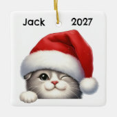Personalized Cute Christmas Scottish Fold Cat Keramisch Ornament (Voorkant)
