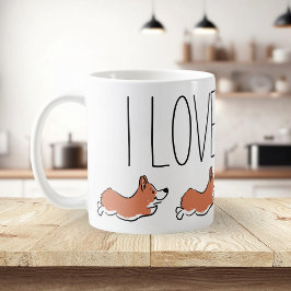 Personalized Cute Corgi Simple White Koffiemok