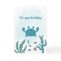 Personalized Cute Crab Birthday Card