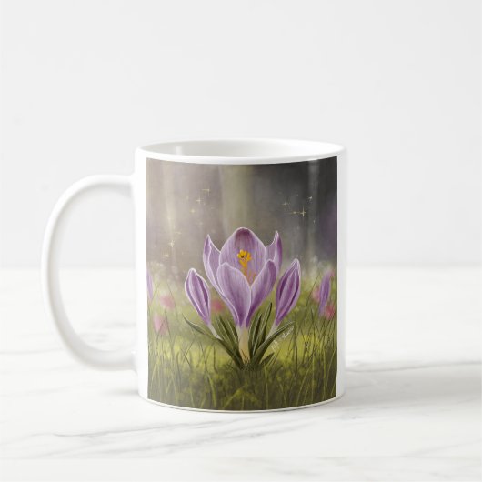 Personalized Cute Crocus Spring Illustration Mug (Gauche)