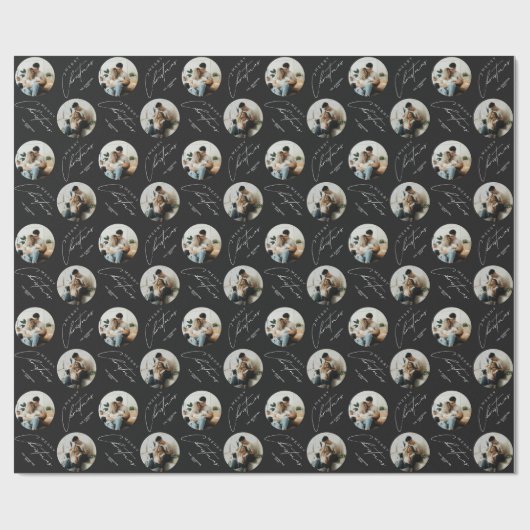 Personalized Cute Elegant Circle Photo Christmas Cadeaupapier (Vlak)