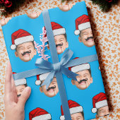 Personalized Cute Family Face Santa Hat Photo Xmas Cadeaupapier