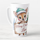 Personalized Cute Fawn Deer Merry Christmas Latte Mok (Linkerhoek)