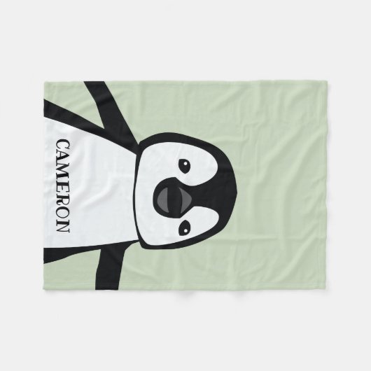 Personalized Cute Funny Penguin Baby Green Fleece Deken (Voorkant (Horizontaal))