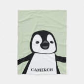 Personalized Cute Funny Penguin Baby Green Fleece Deken (Voorkant)