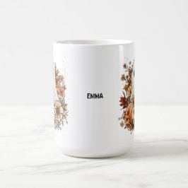 Personalized Cute Ghost and Black Cat Autumn Mug Koffiemok