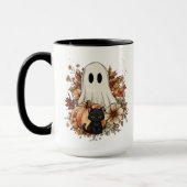 Personalized Cute Ghost and Black Cat Autumn Mug Mok (Links)