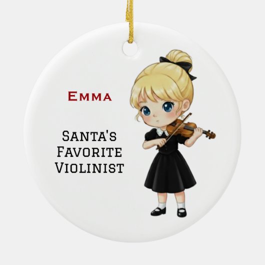 Personalized Cute Girl Playing Violin  Keramisch Ornament (Achterkant)