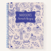 Personalized Cute Hand Drawn Food Flower Recipe Notitieboek (Voorkant)
