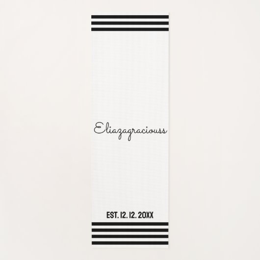 Personalized Cute Initial Name White B;ack Modern Yogamat (Voorkant)