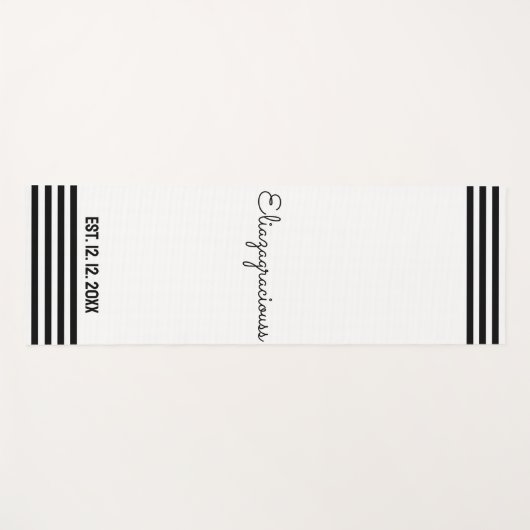 Personalized Cute Initial Name White B;ack Modern  Yogamat (Voorkant (horizontaal))