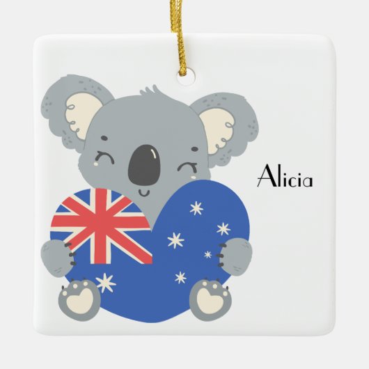 Personalized Cute Koala Australian Christmas Keramisch Ornament (Voorkant)