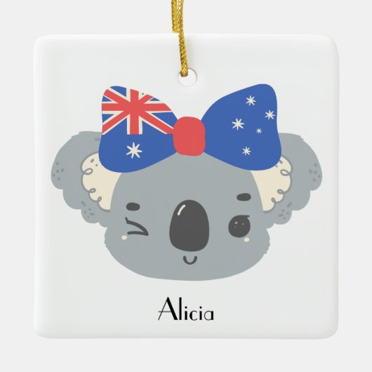 Personalized Cute Koala Australian Christmas Keramisch Ornament (Voorkant)