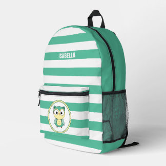 Personalized Cute Owl Stripped Backpack Bedrukte Rugzak