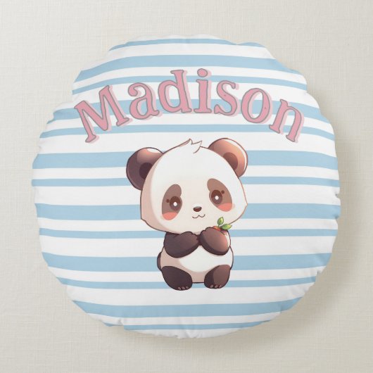 Personalized Cute Panda Rond Kussen (Voorkant)