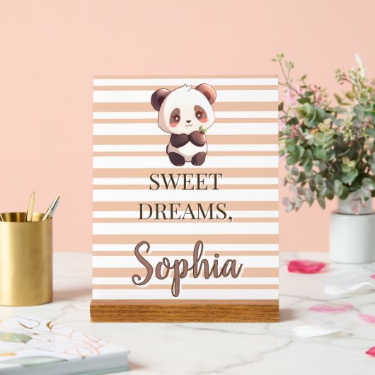 Personalized Cute Panda Sweet Dreams Acryl Bord (Huwelijk)