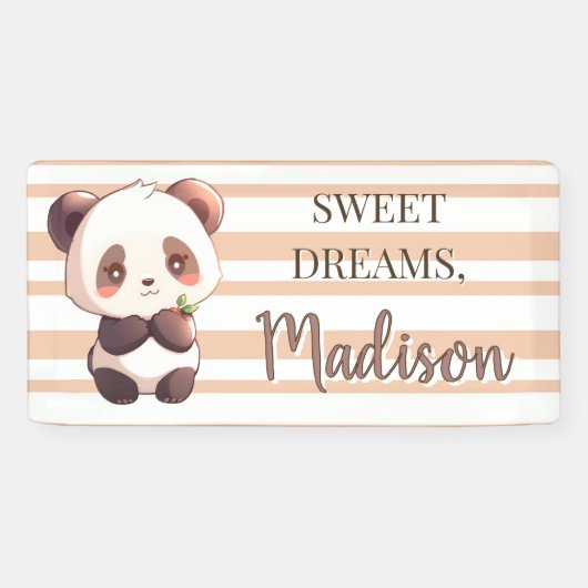 Personalized Cute Panda Sweet Dreams Banner (Horizontaal)