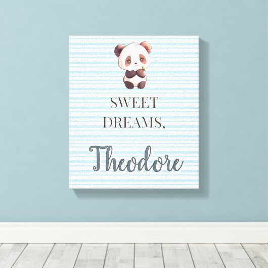 Personalized Cute Panda Sweet Dreams Canvas Afdruk (Insitu (Houten vloer))