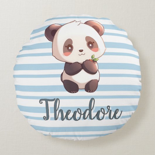 Personalized Cute Panda Sweet Dreams Round Pillow Rond Kussen (Voorkant)