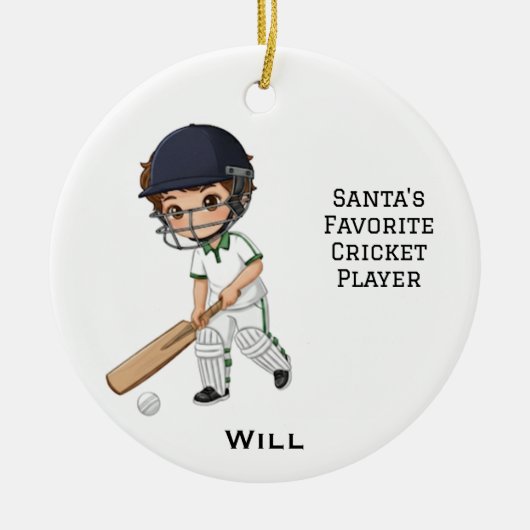 Personalized Cute Personalized Cricket Player Keramisch Ornament (Voorkant)
