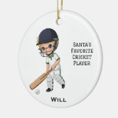 Personalized Cute Personalized Cricket Player Keramisch Ornament (Links)