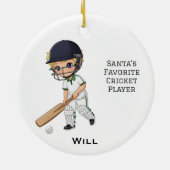 Personalized Cute Personalized Cricket Player Keramisch Ornament (Achterkant)