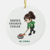 Personalized Cute Personalized Curler/Curling  Keramisch Ornament (Voorkant)
