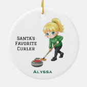 Personalized Cute Personalized Curler/Curling  Keramisch Ornament (Achterkant)