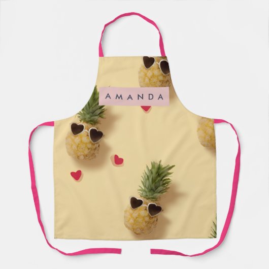 Personalized Cute Pineapple Pattern Apron Schort (Voorkant)