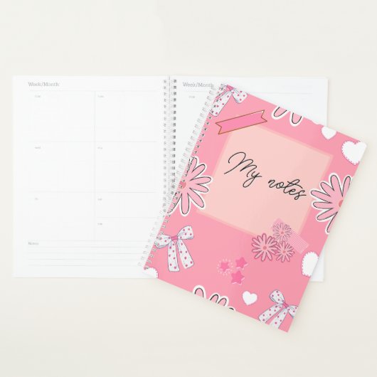 Personalized Cute Pink, Aesthetic “My Notes” (Devant avec enveloppe)