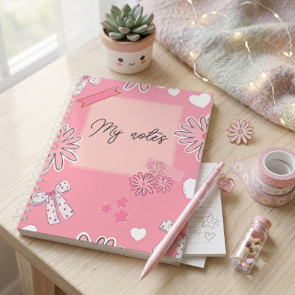 Personalized Cute Pink, Aesthetic “My Notes”  Planner