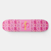 Personalized Cute Pink Bows and Hearts Monogram Skateboard (Horizontaal)