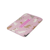 Personalized Cute Pink Cat Pattern Gift Cat Lover Badmat (Gekanteld)