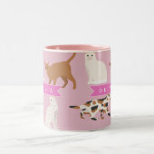 Personalized Cute Pink Cat Pattern Gift Cat Lover Tweekleurige Koffiemok (Center)