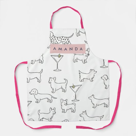 Personalized Cute Playful Dogs & Martinis Schort (Voorkant)