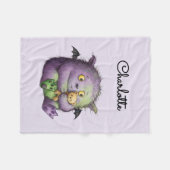 Personalized Cute Purple Green Fluffy Monster Kids Fleece Deken (Voorkant (Horizontaal))