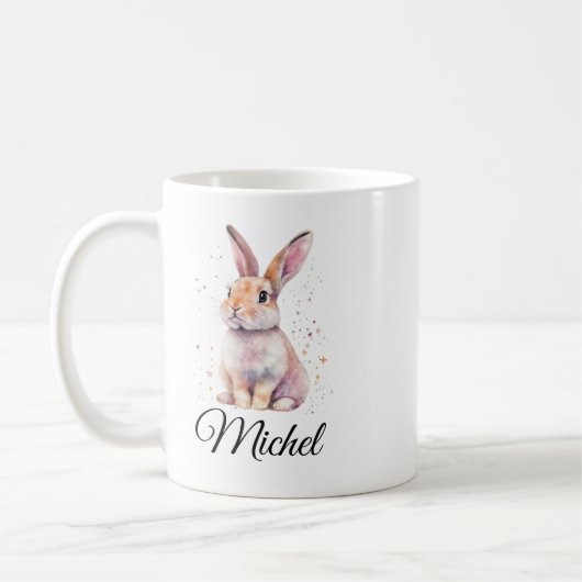 Personalized Cute Rabbit Bunny Coffee Mug (Gauche)