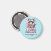 Personalized Cute Raccoon Classroom Valentine Magneet (Voorkant / Achterkant)