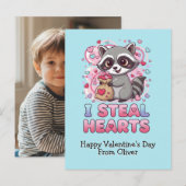 Personalized Cute Raccoon Valentine Briefkaart (Voorkant / Achterkant)