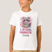 Personalized Cute Raccoon Valentine's Day T-shirt (Voorkant)