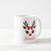 Personalized Cute Reindeer Christmas Mug (Devant droit)