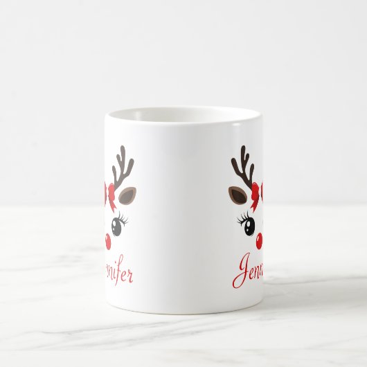 Personalized Cute Reindeer Christmas Mug (Centre)