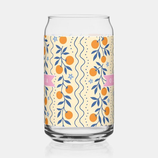 Personalized cute retro citrus folk pattern blikvorm glas (Links)
