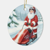 Personalized Cute Santa Doing Snowmobiling Keramisch Ornament (Links)