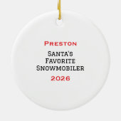 Personalized Cute Santa Doing Snowmobiling Keramisch Ornament (Achterkant)