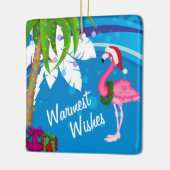 Personalized Cute Santa Flamingo Beach Christmas Keramisch Ornament (Links)