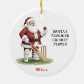 Personalized Cute Santa Playing Cricket Keramisch Ornament (Achterkant)