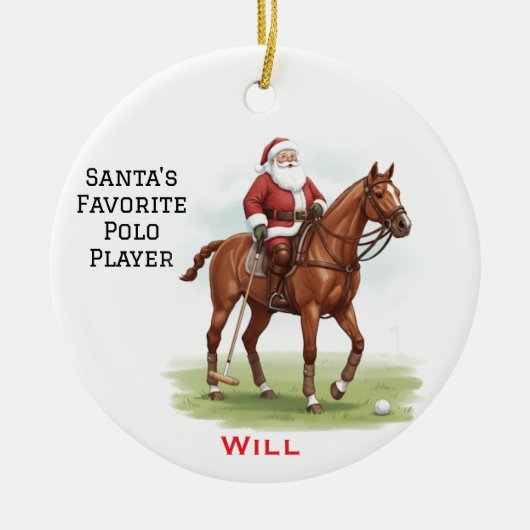 Personalized Cute Santa's Favorite Horse Polo Keramisch Ornament (Voorkant)