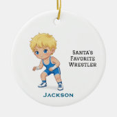 Personalized Cute Santa's Favorite Wrestler Keramisch Ornament (Voorkant)
