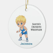 Personalized Cute Santa's Favorite Wrestler Keramisch Ornament (Links)